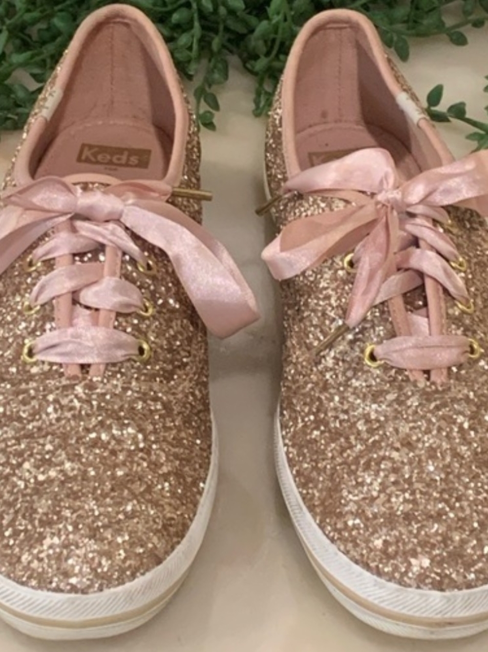 Kate Spade Rose Gold Glitter Keds